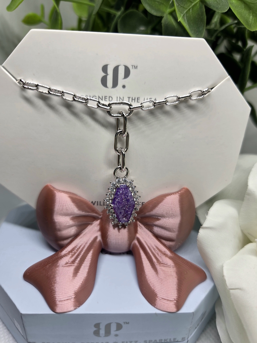 BP Lavender Topaz CZ On Rhodium Plating